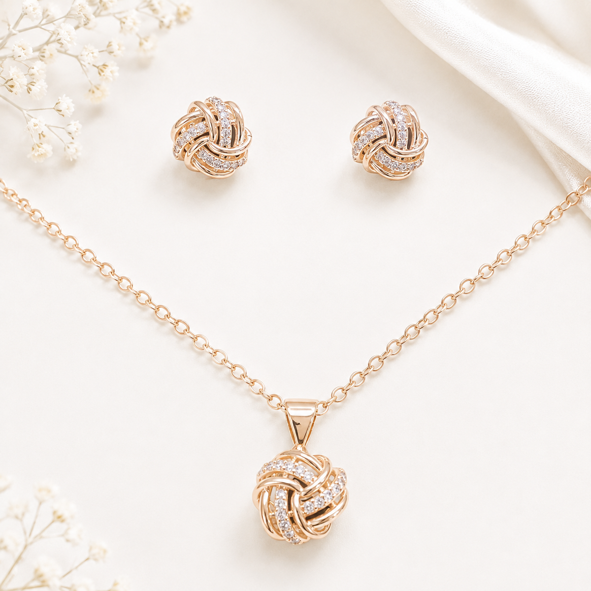 Set Nudo Celestial – Collar y Aretes