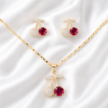 Set Sweet Cherry Bicolor - Collar y Aretes