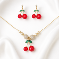 Set de lujo Cereza - Collar y Pendientes